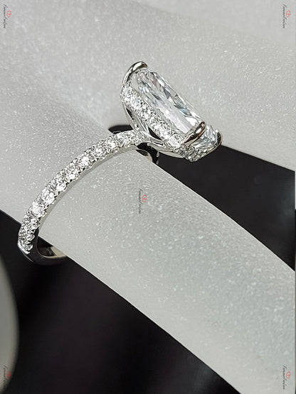 3.5 Ct IGI Certified Radiant Lab Diamond Hidden Halo Engagement Ring