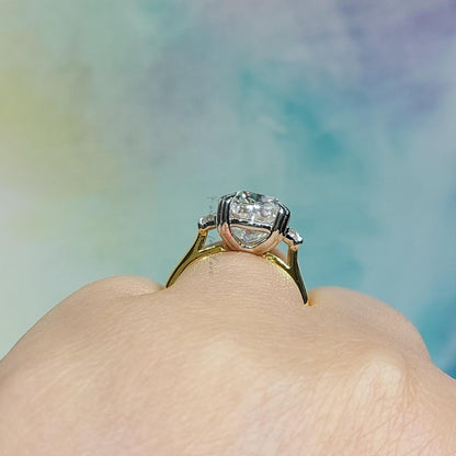 Cushion Cut Moissanite Engagement Ring, Hidden Halo Engagement Ring, Cushion Cut Solitaire, Solid Gold Cushion Cut, Solitaire Proposal Ring.