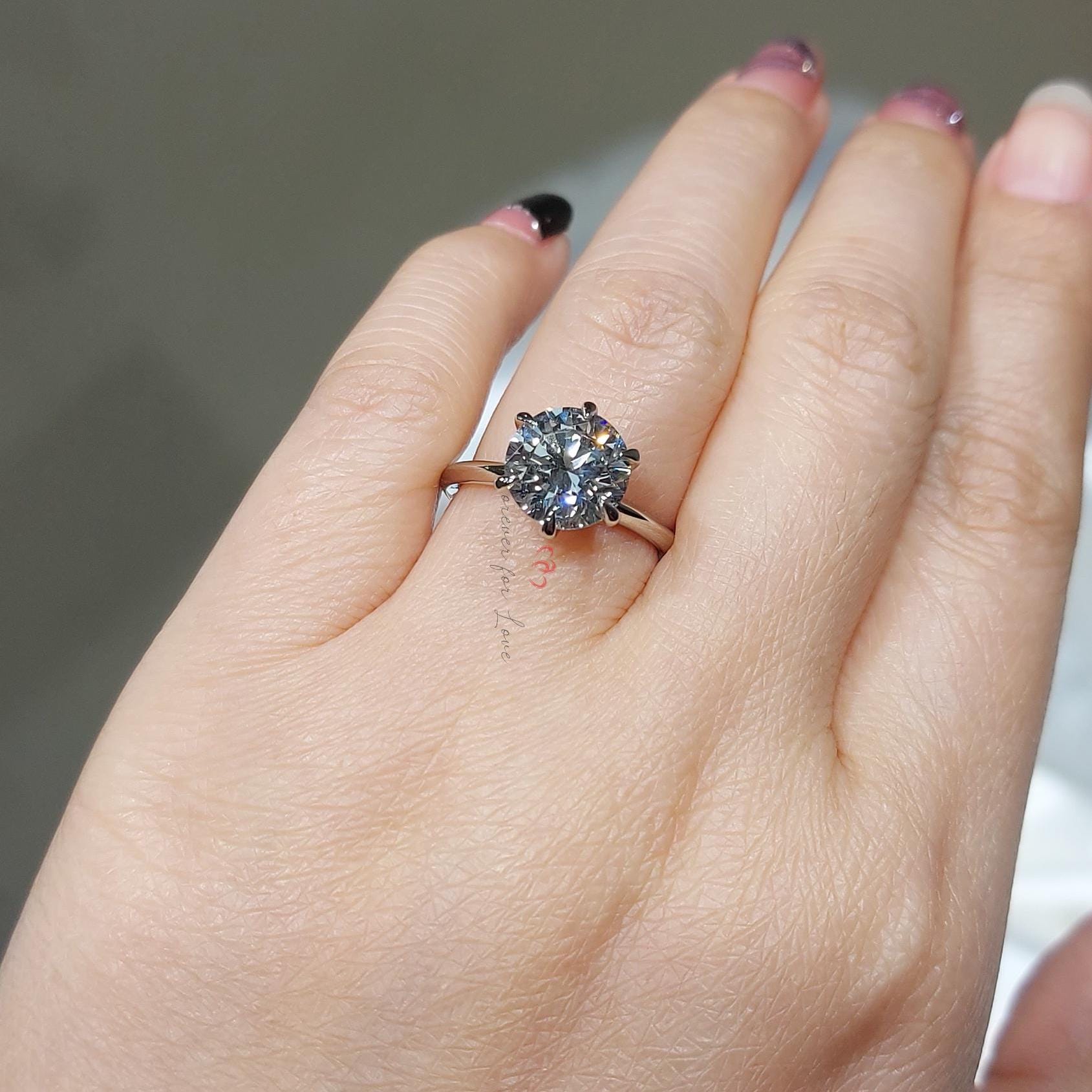 4 Ct Round Lab Diamond Solitaire Engagement Ring