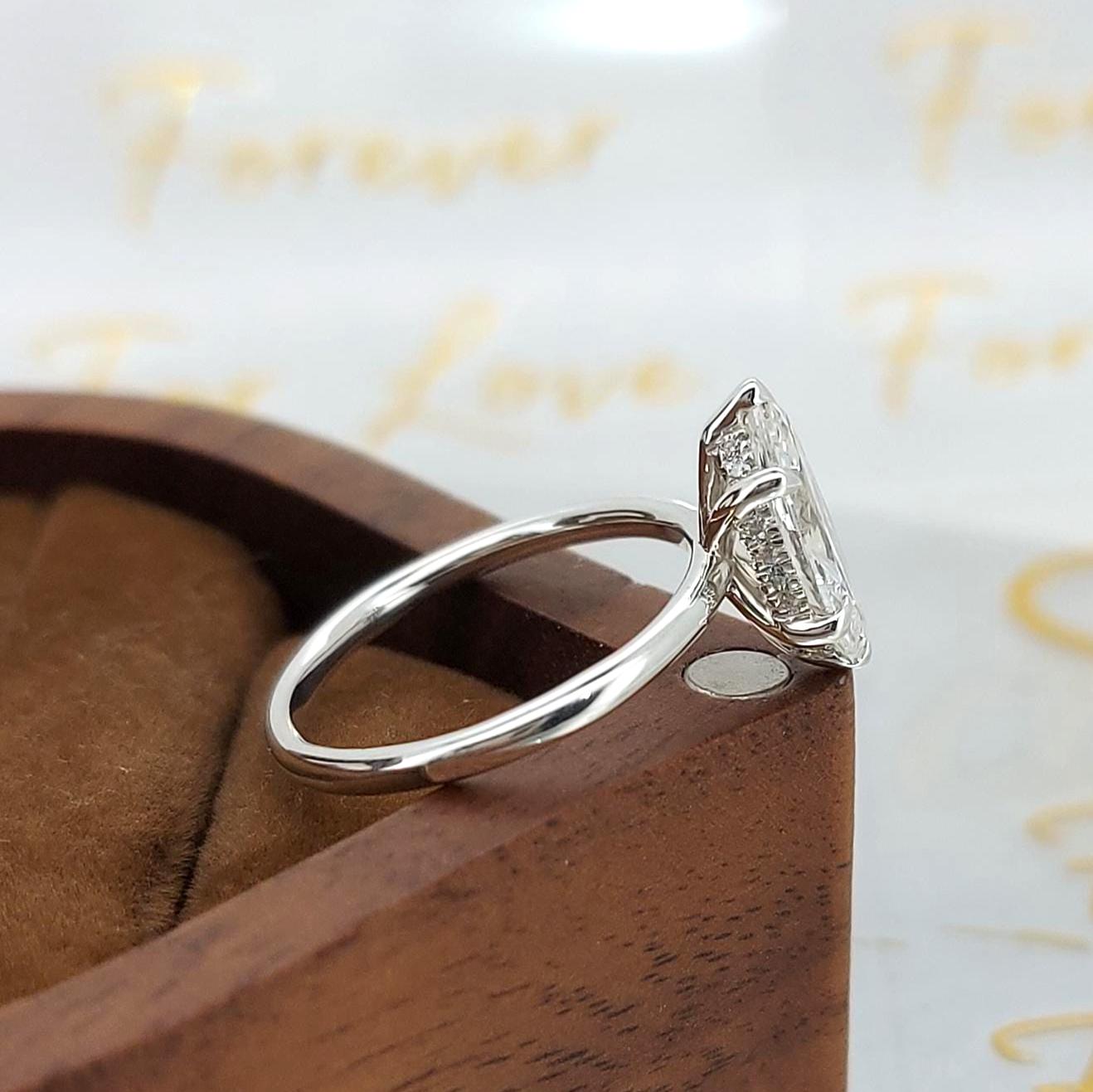 IGI Certified Marquise Lab Diamond Solitaire Engagement Ring