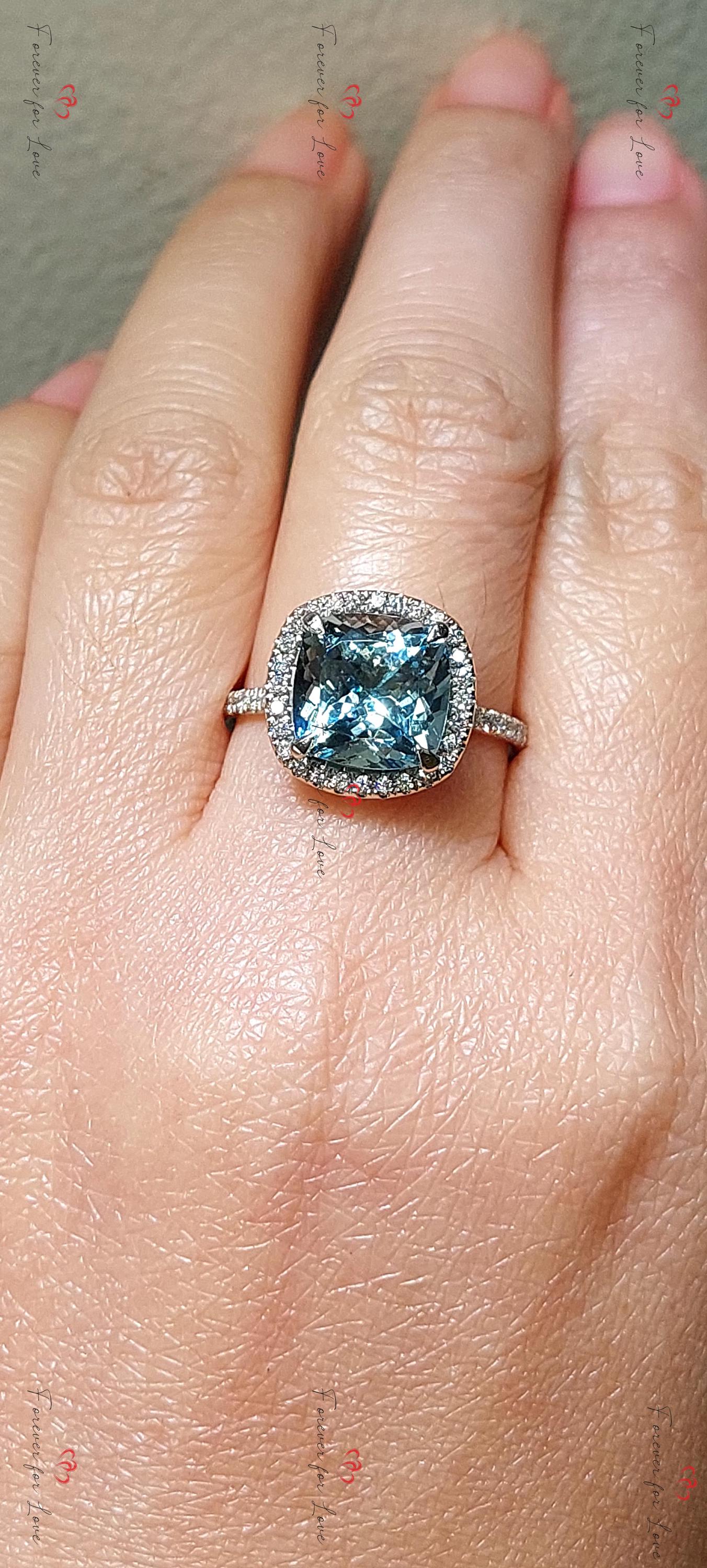 Radiant Diamond, Aquamarine Band