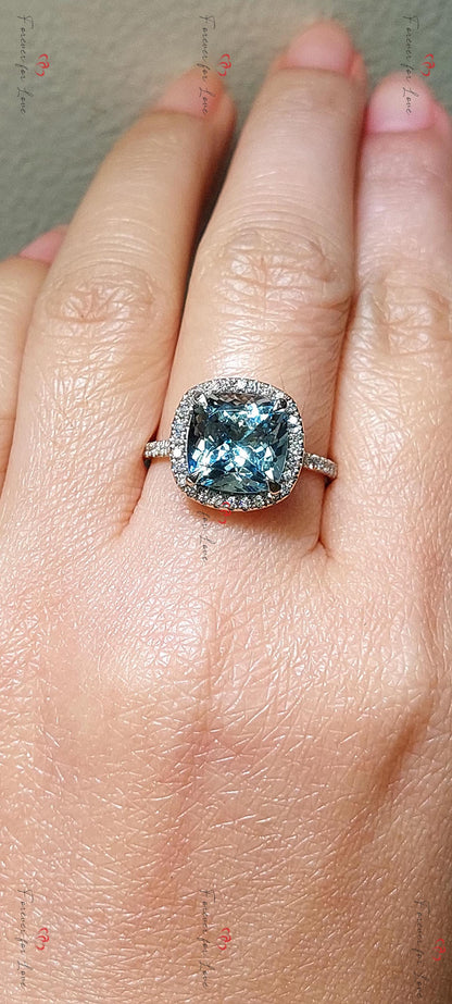Radiant Diamond, Aquamarine Band