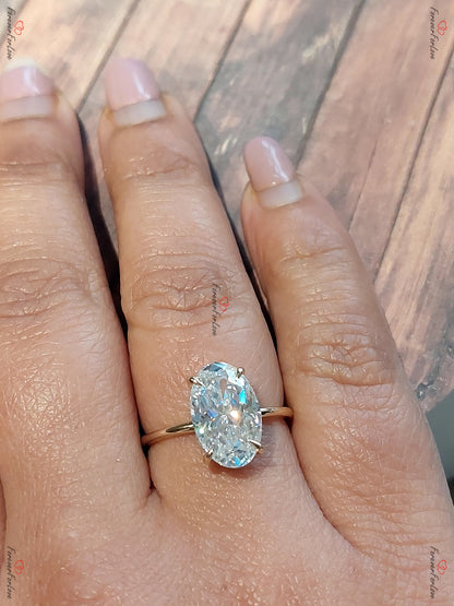4.5 Ct Oval Moissanite Hidden Halo Engagement Ring