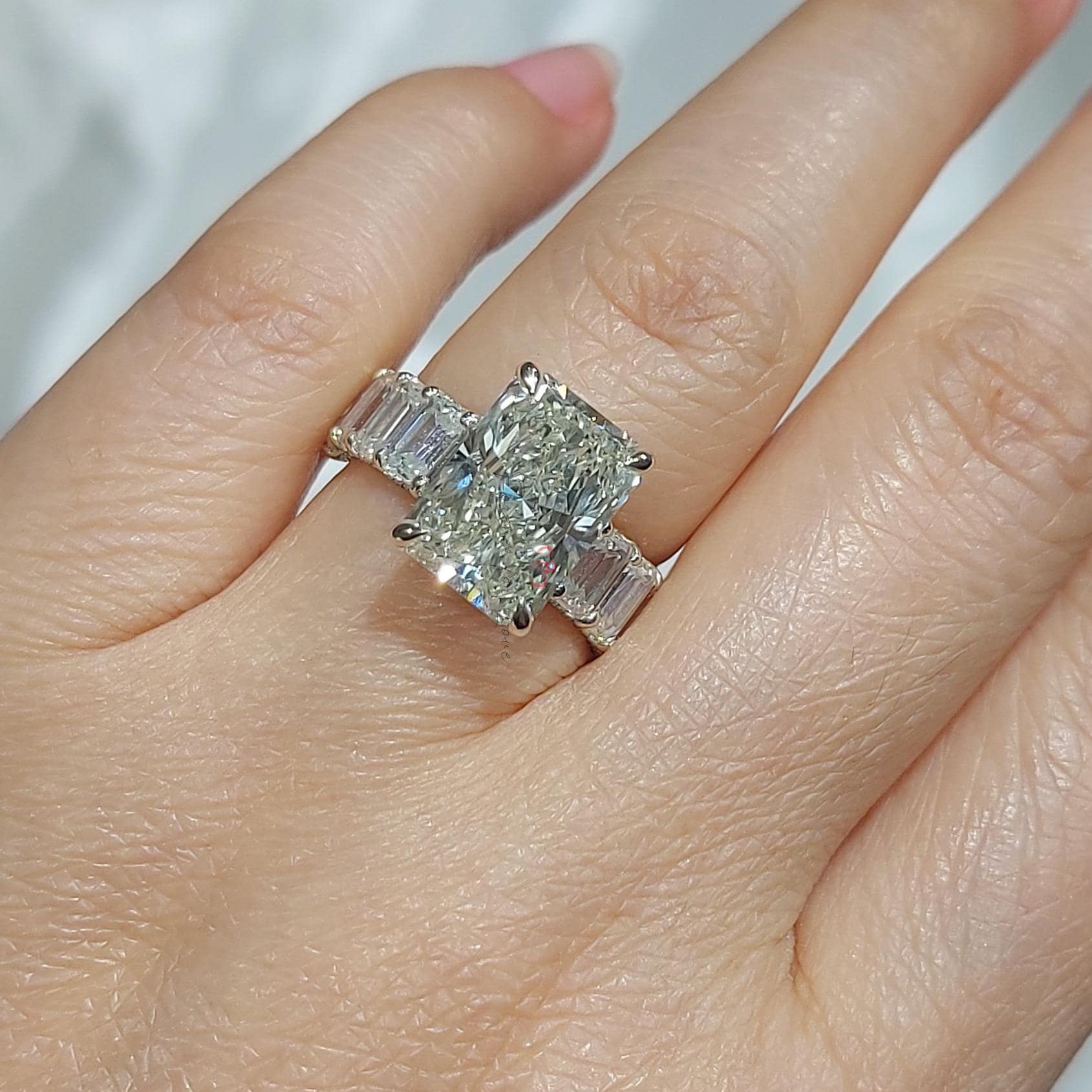 5 Ct Radiant Lab Diamond Solitaire Engagement Ring