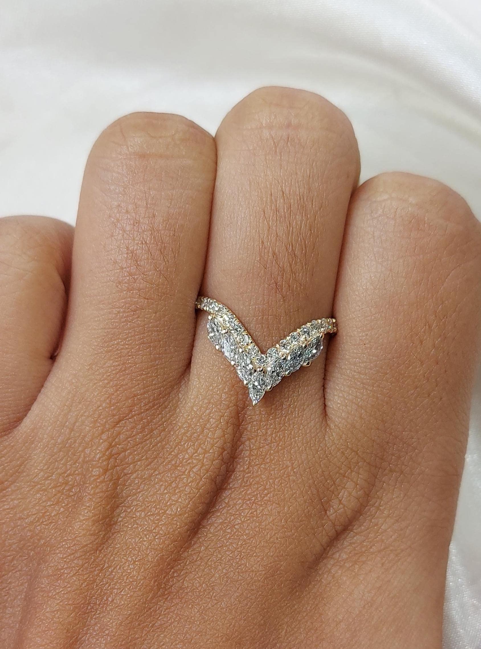 Marquise Lab Diamond Stacking Ring