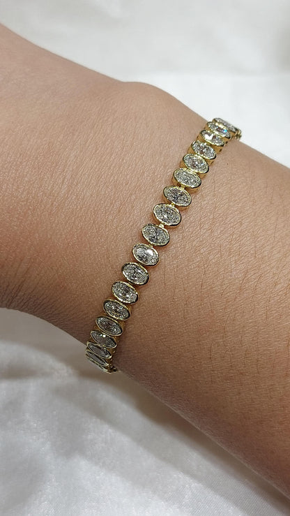 Diamant Tennisarmband mit Lünette 14K Weißgold ovales Tennisarmband, im Labor gezüchtetes Armband, wunderschönes gelbes Diamantarmband, ovales Armband.