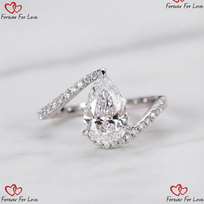 1.5 Ct IGI Certified Pear Lab Diamond Engagement Ring