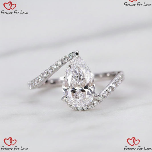 1.5 Ct IGI Certified Pear Lab Diamond Engagement Ring