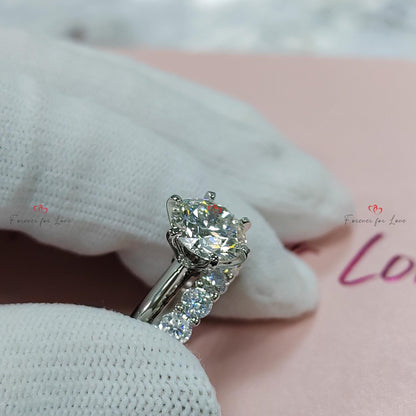 3 Ct Round Lab Diamond Engagement Ring