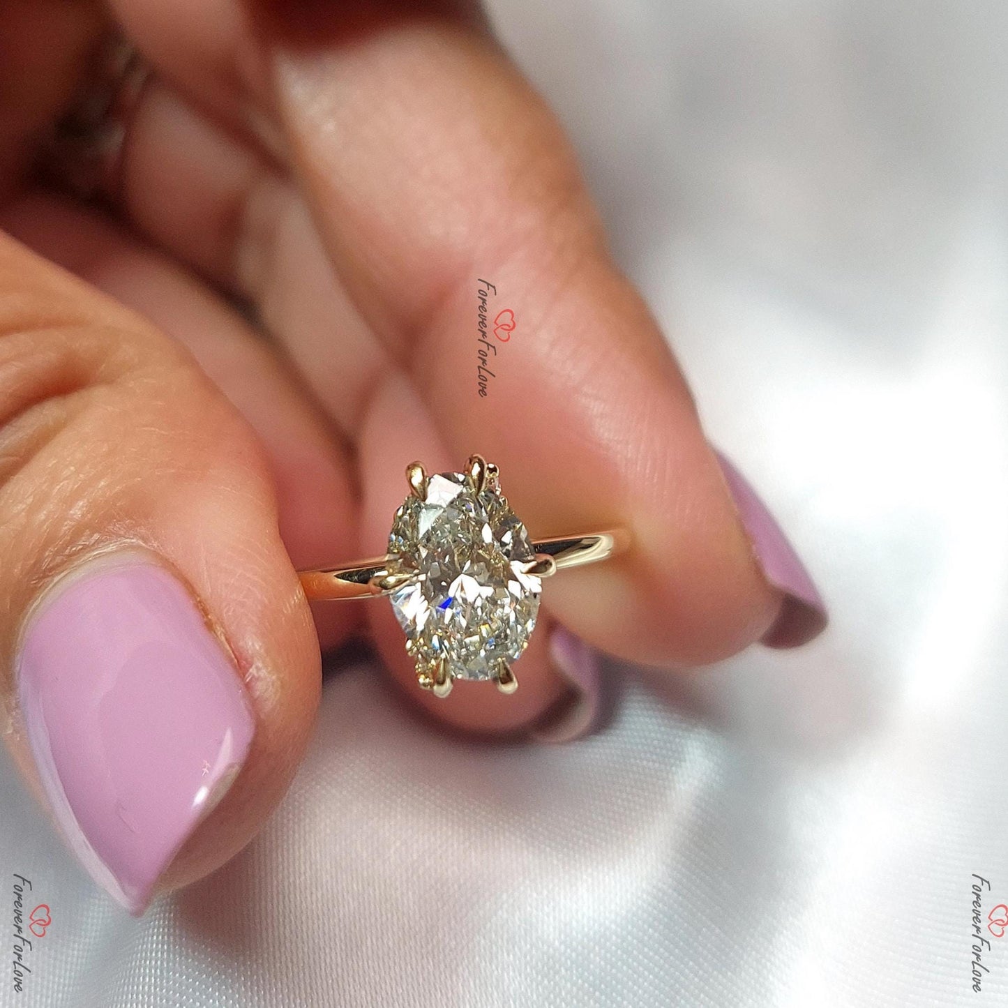 1.5 Ct Oval Lab Diamond Solitaire Engagement Ring Oval cut 1Ct Moissanite Brilliant Cut engagement ring in 935 Argentium Silver — custom handcrafted by Forever For Love
