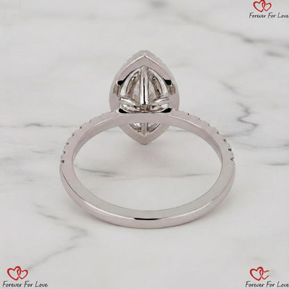 Marquise Lab Diamond Halo Engagement Ring