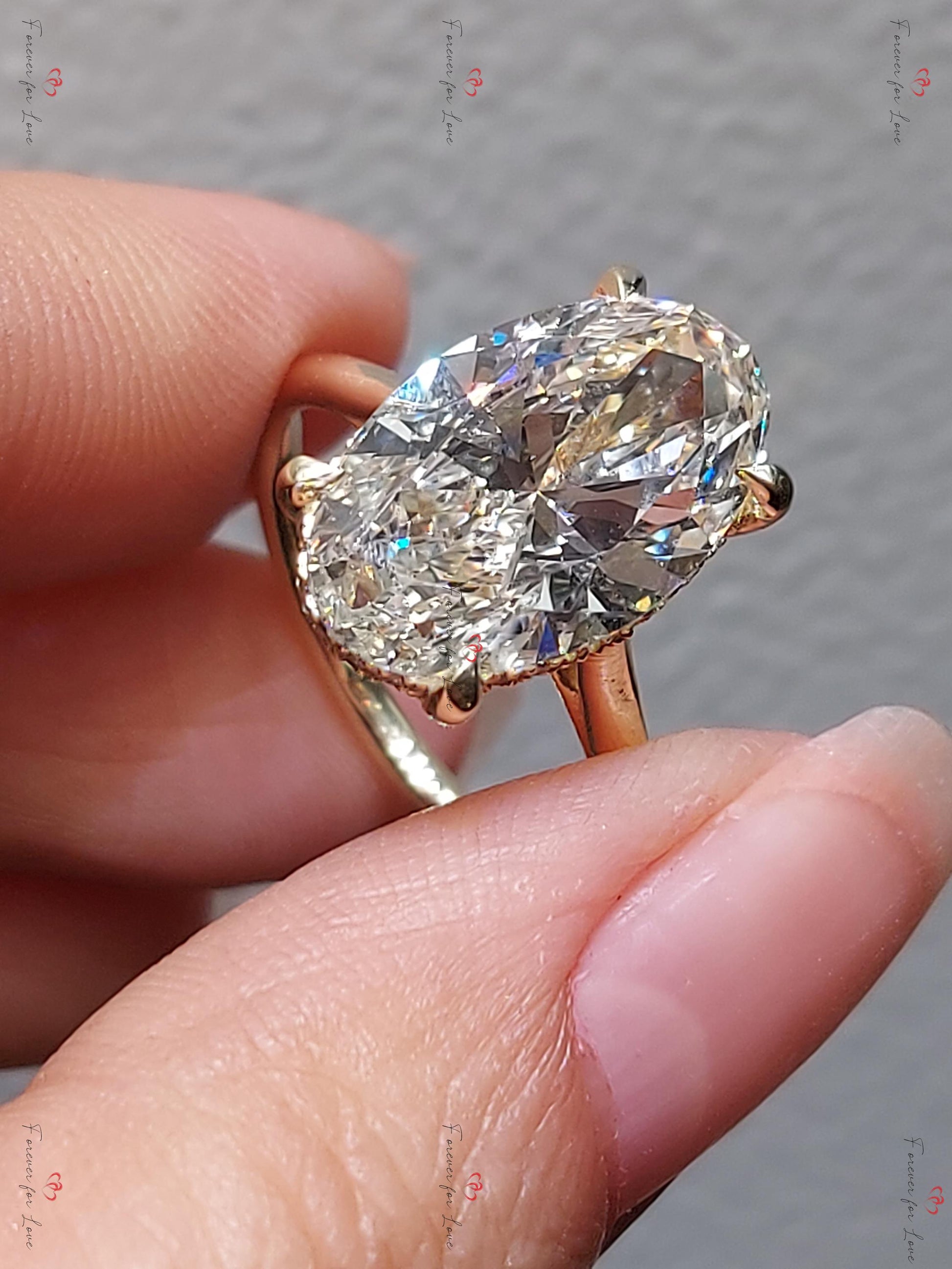 9.5 Ct Oval Diamond Hidden Halo Engagement Ring