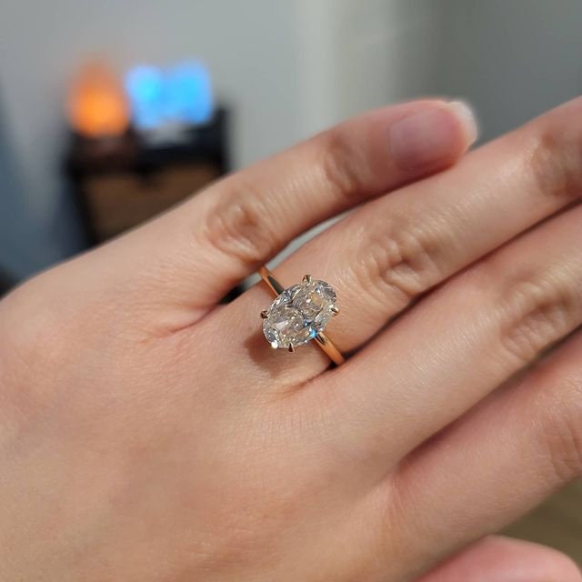 3.5 Ct Oval Moissanite Crushed Ice Hidden Halo Ring Oval cut 1Ct Moissanite Brilliant Cut engagement ring in 935 Argentium Silver — custom handcrafted by Forever For Love
