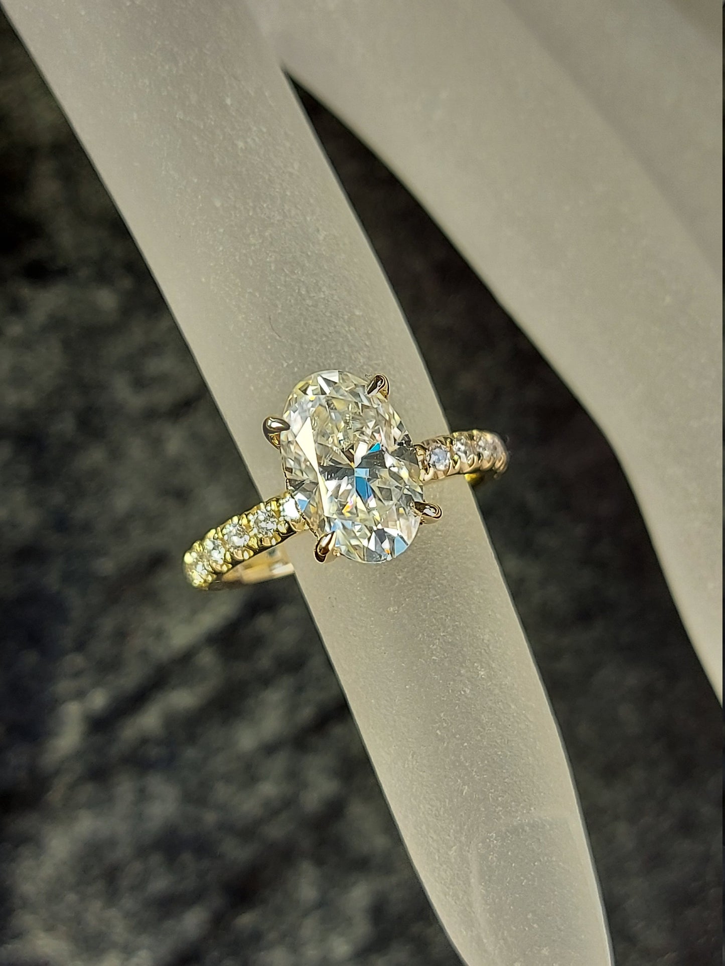 3 Ct Oval Moissanite Engagement Ring Oval cut 1Ct Moissanite Brilliant Cut engagement ring in 935 Argentium Silver — custom handcrafted by Forever For Love