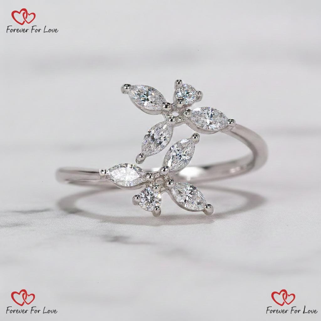 0.5 Ct Marquise Lab Diamond Three Stone Ring