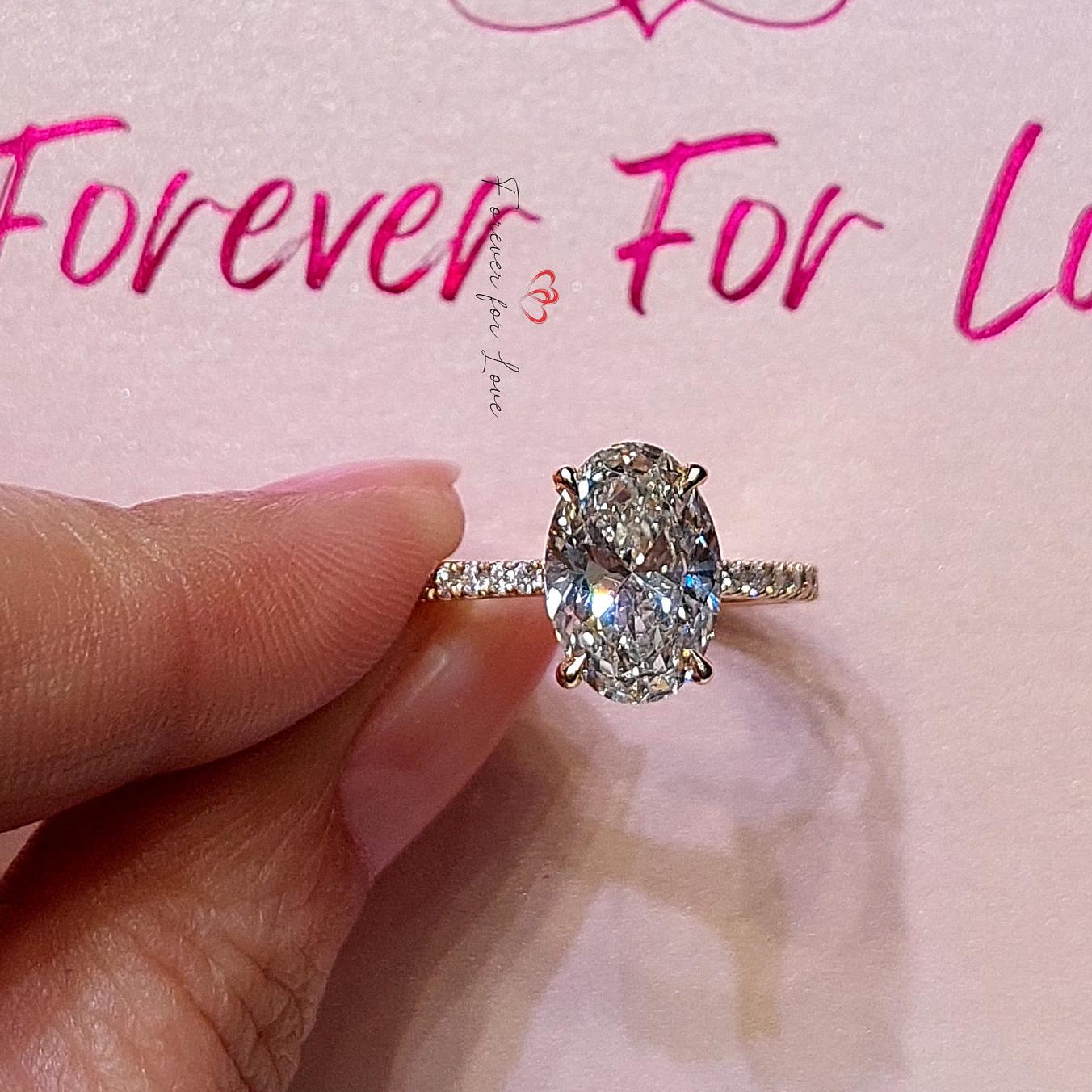 4 Ct Oval Diamond, Moissanite Engagement Ring
