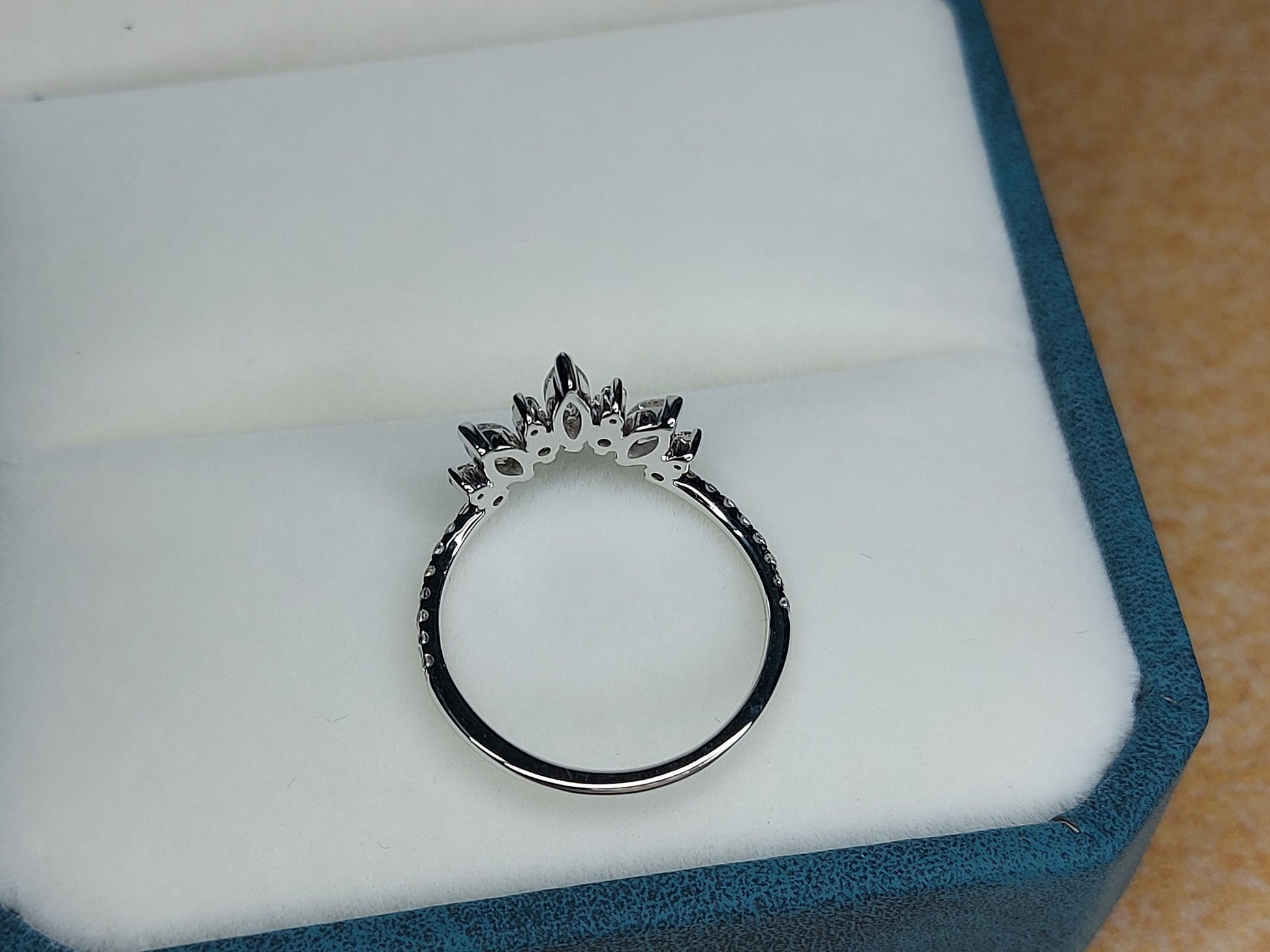 Vintage Moissanite Wedding Band: Art Deco Rose Gold Curved Ring