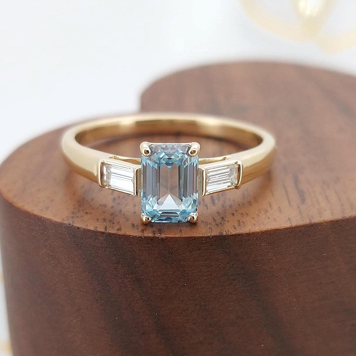 2.4 ct Aquamarine Emerald Ring 14K solid gold Aquamarine Emerald and Lab Diamond Baguette Minimalist Ring, Emerald ring, Gift for her. Emerald cut 1Ct Natural Aquamarine engagement ring in 935 Argentium Silver — custom handcrafted by Forever For Love