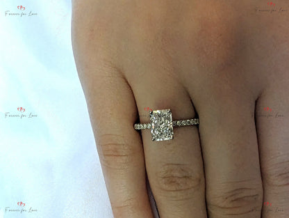 2.44 Ct IGI Certified Radiant Diamond Hidden Halo Engagement Ring