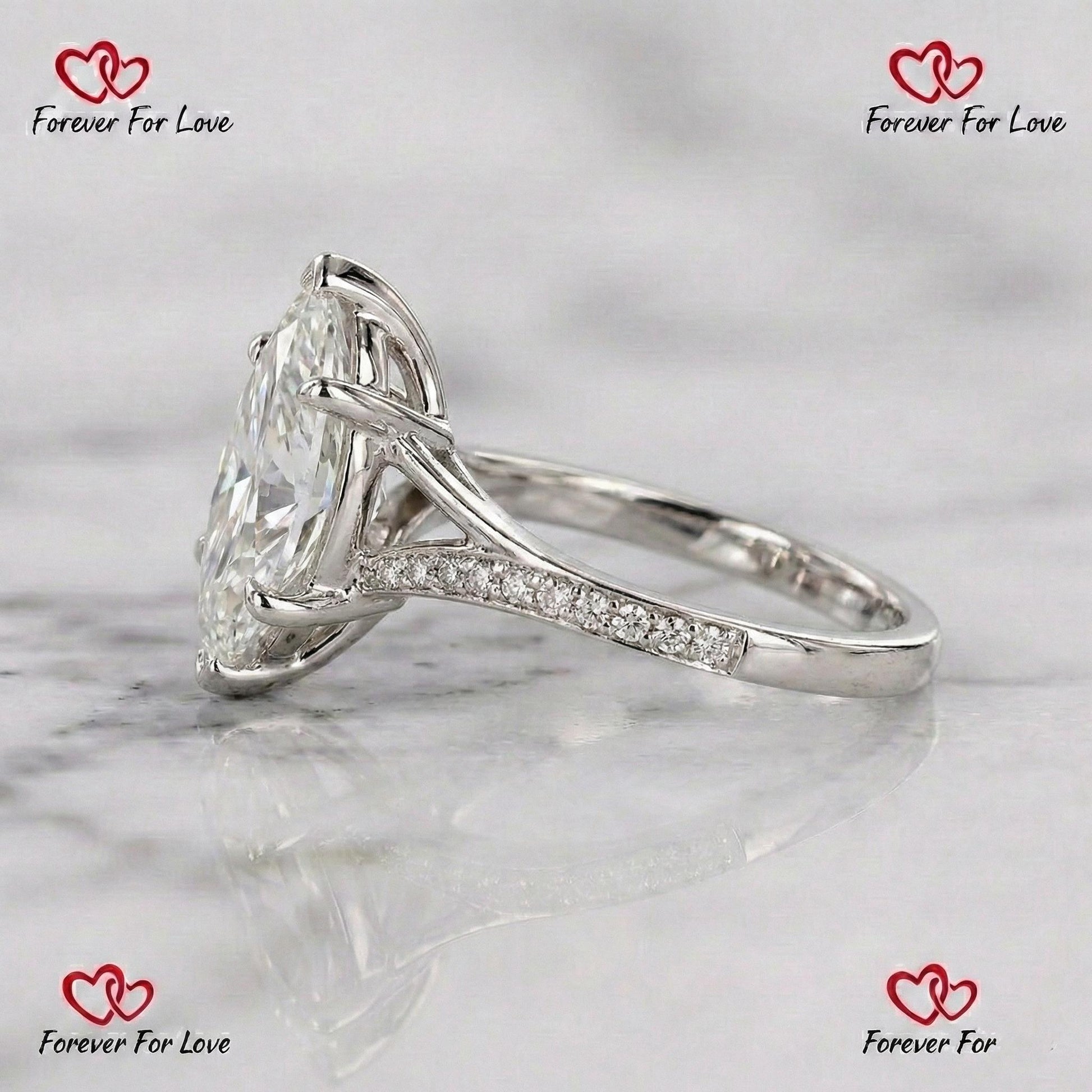 4.12 Ct IGI Certified Marquise Lab Diamond Engagement Ring