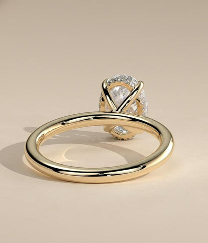 2.8 Ct Oval Moissanite Hidden Halo Engagement Ring