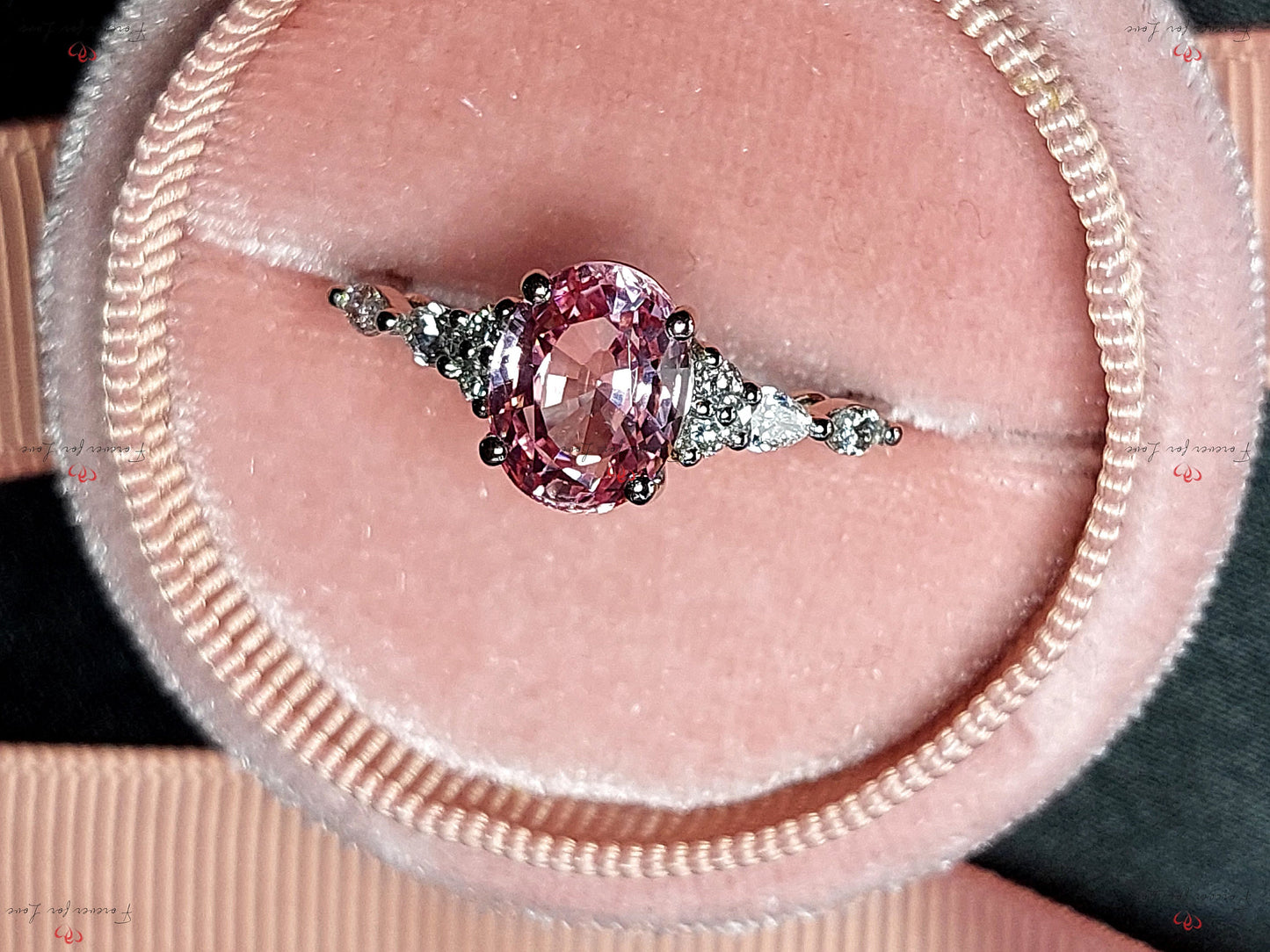 Marquise Pink Sapphire Engagement Ring Marquise cut 1Ct Natural Sapphire engagement ring in 935 Argentium Silver — custom handcrafted by Forever For Love