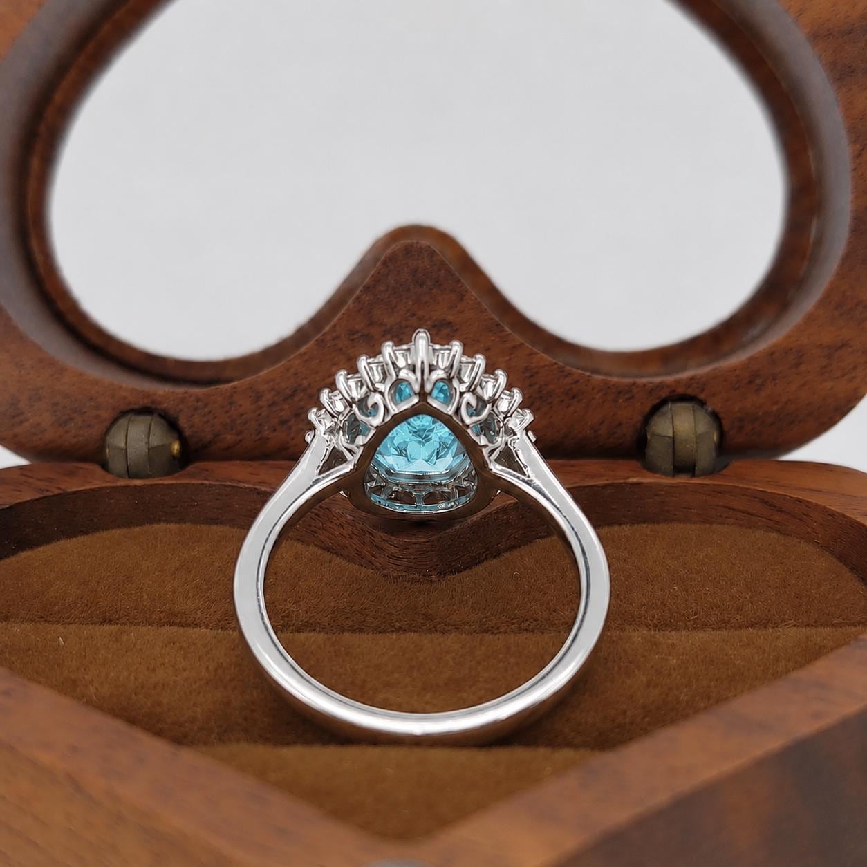1.5 Ct Double Halo Pear Shape Cut Aquamarine Engagement Ring, Certified Pear cut, Natural Diamond ring, Aquamarine ring, Perfect gift