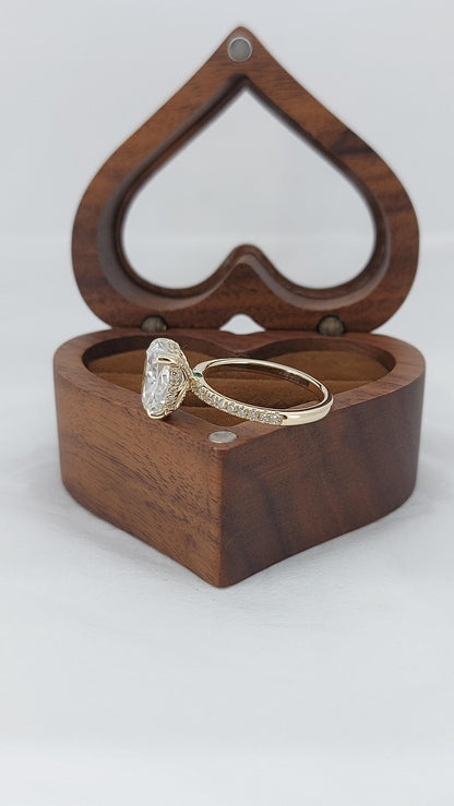 Cushion Moissanite Hidden Halo Engagement Ring