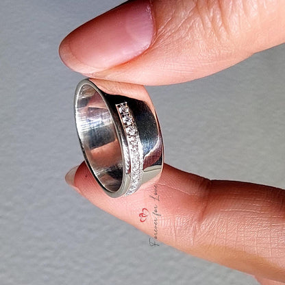 Man wedding band, chunky man band, his and her bands, diamond band, wedding band. 6mm wide solid gold band.