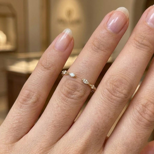 Open Gap Floating Bubble Full Eternity Band, 1.60MM Marquise Cut Lab Grown Diamond Band, Wedding Band, Stackable Band, Minimalist Band