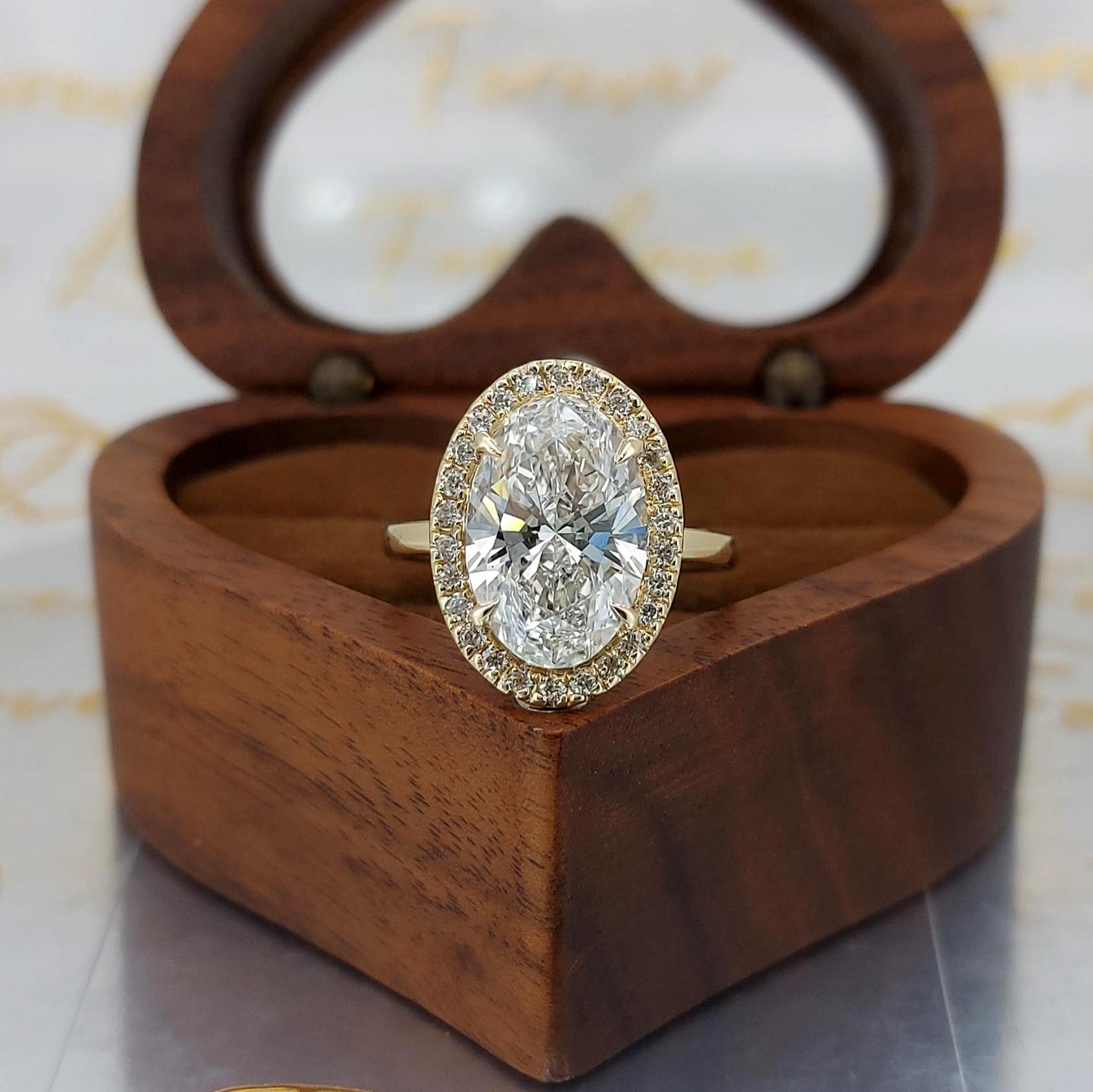 4.5 Ct IGI Certified Oval Lab Diamond Halo Engagement Ring