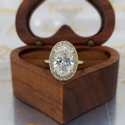 4.5 Ct IGI Certified Oval Lab Diamond Halo Engagement Ring