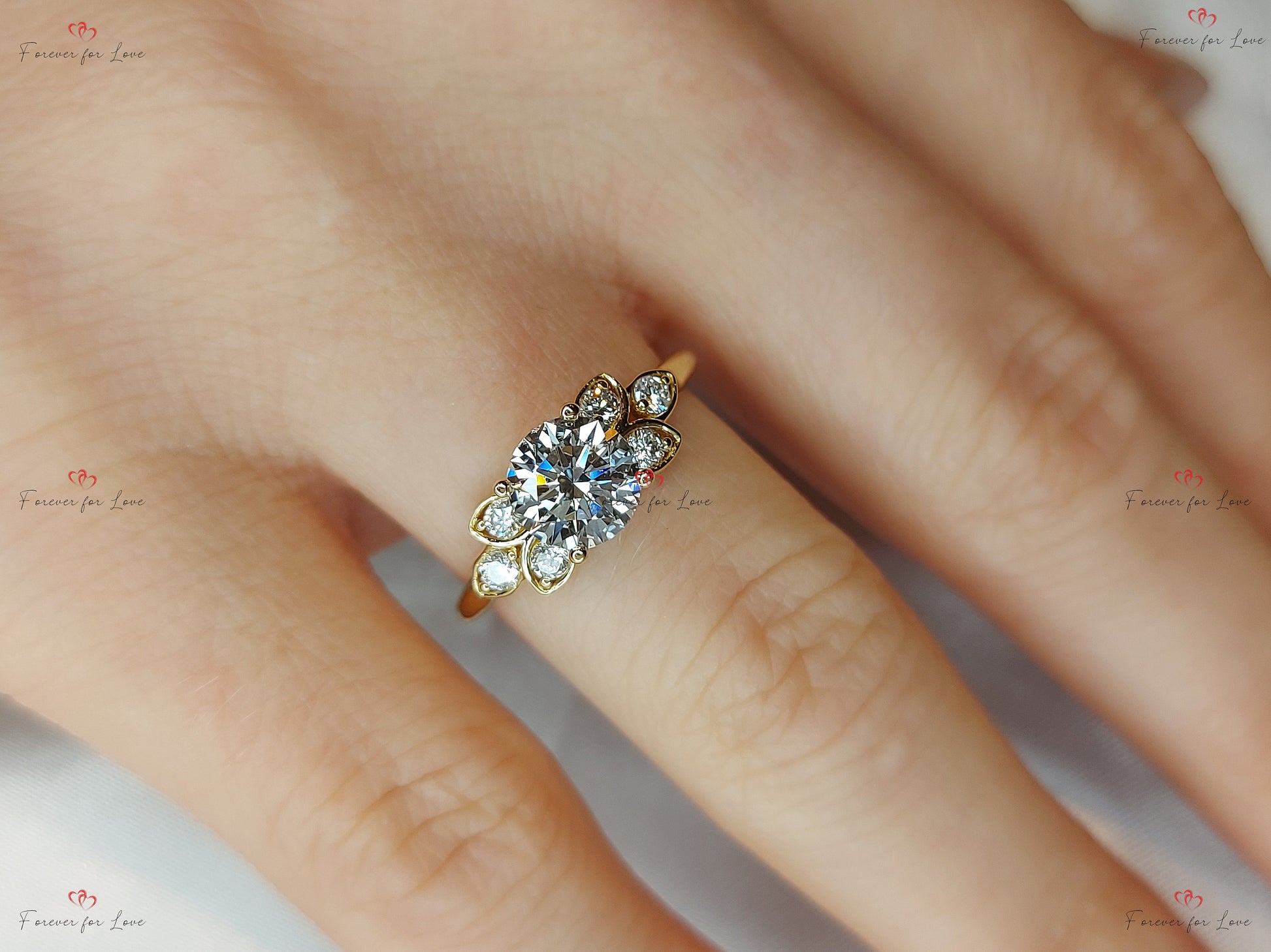 1 Ct IGI Certified Round Lab Diamond Three Stone Engagement Ring