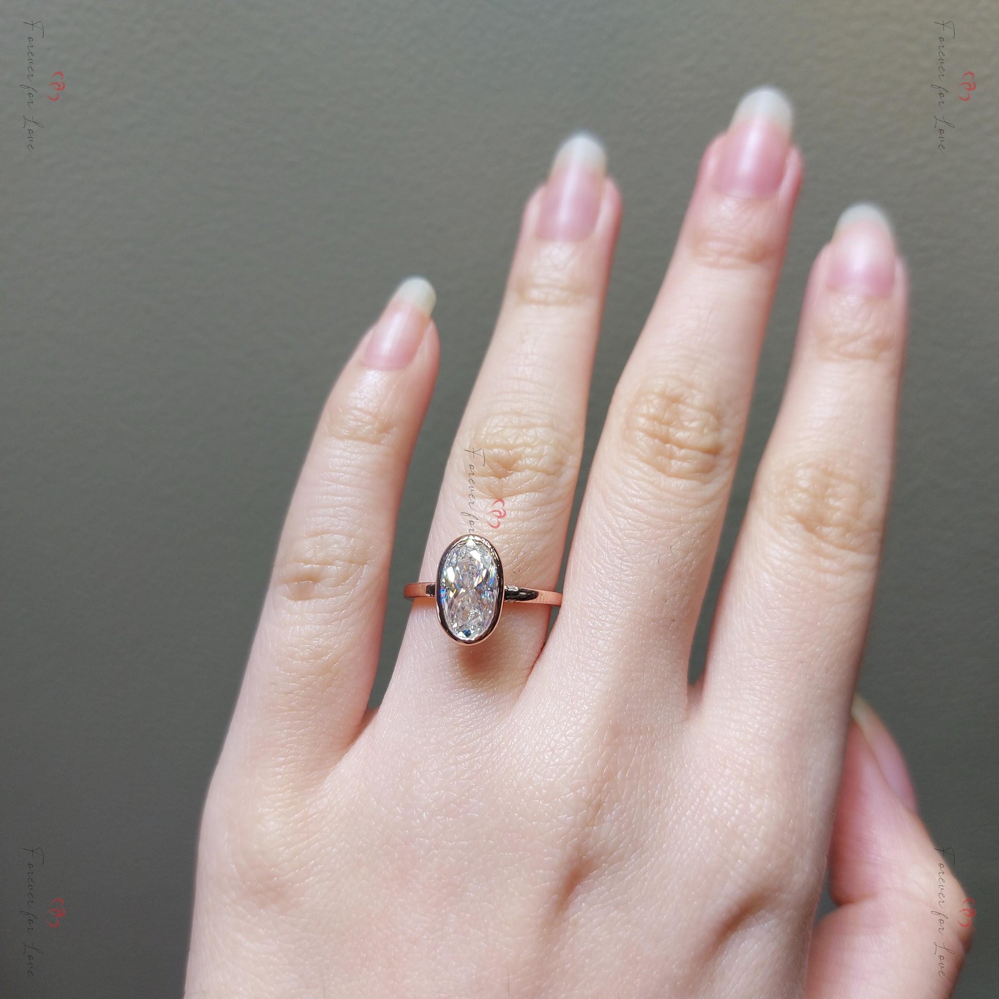 3 Ct Oval Diamond, Moissanite Solitaire Engagement Ring