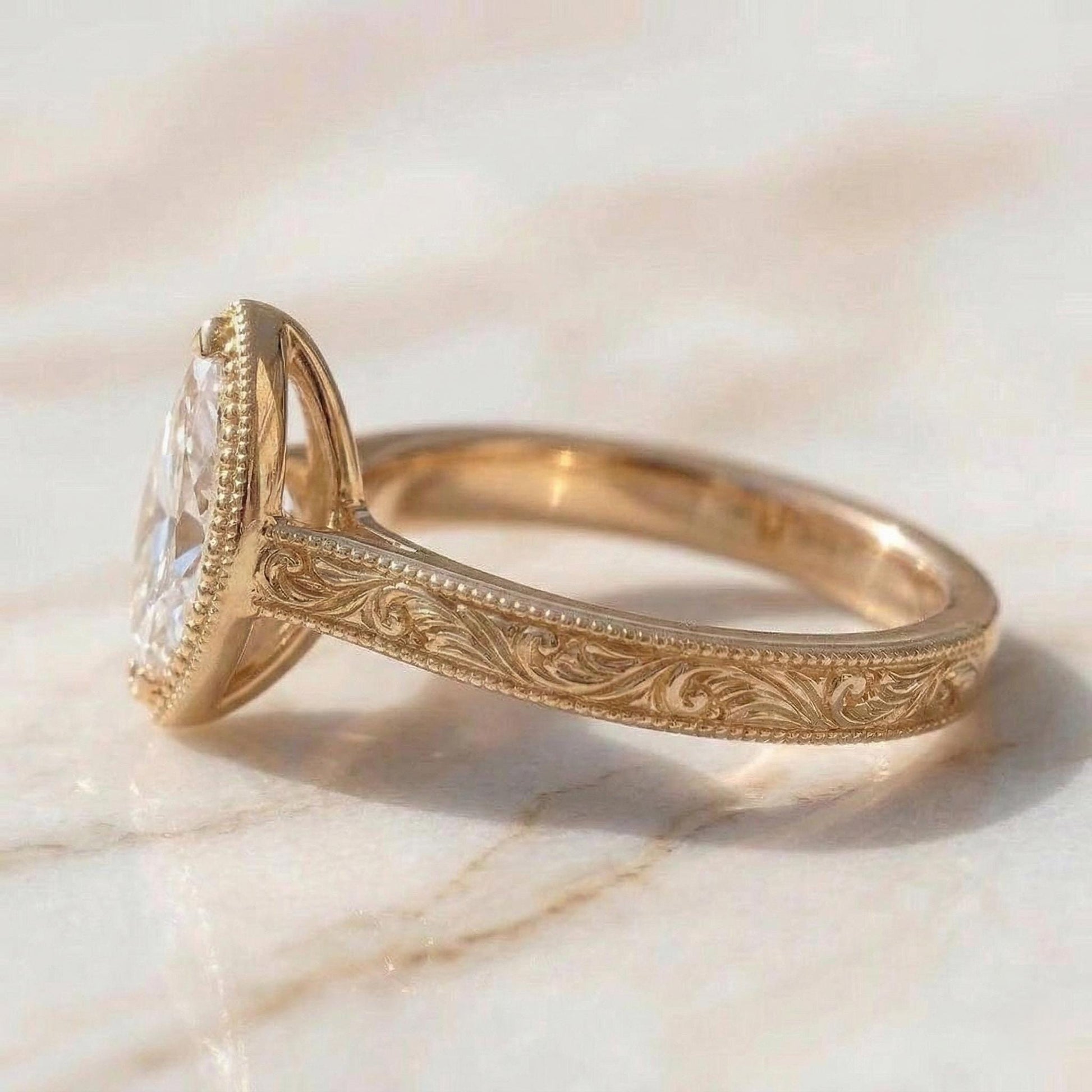 IGI Certified Pear Lab Diamond Band