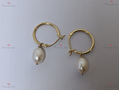 18 Karat Gold, Südsee-Perlenohrringe, große Perlenohrringe, Südseeperle, Creolen Brautohrringe Huggie-Ohrringe Geschenk für sie