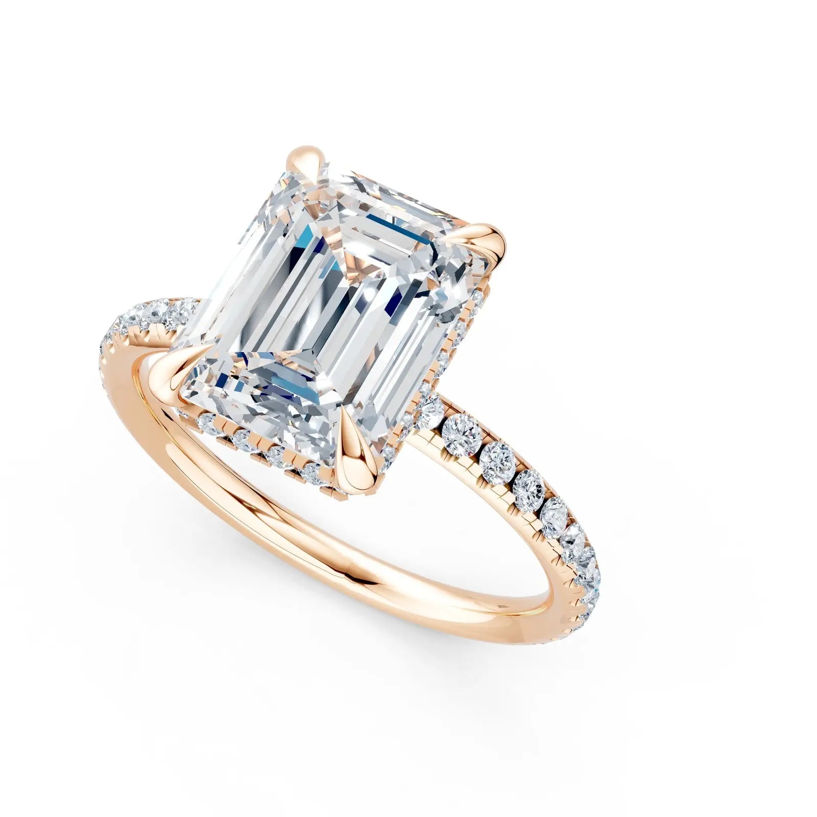 Radiant Cut Center Stone with Round Halo Pave Diamond Engagement Ring Forever For Love