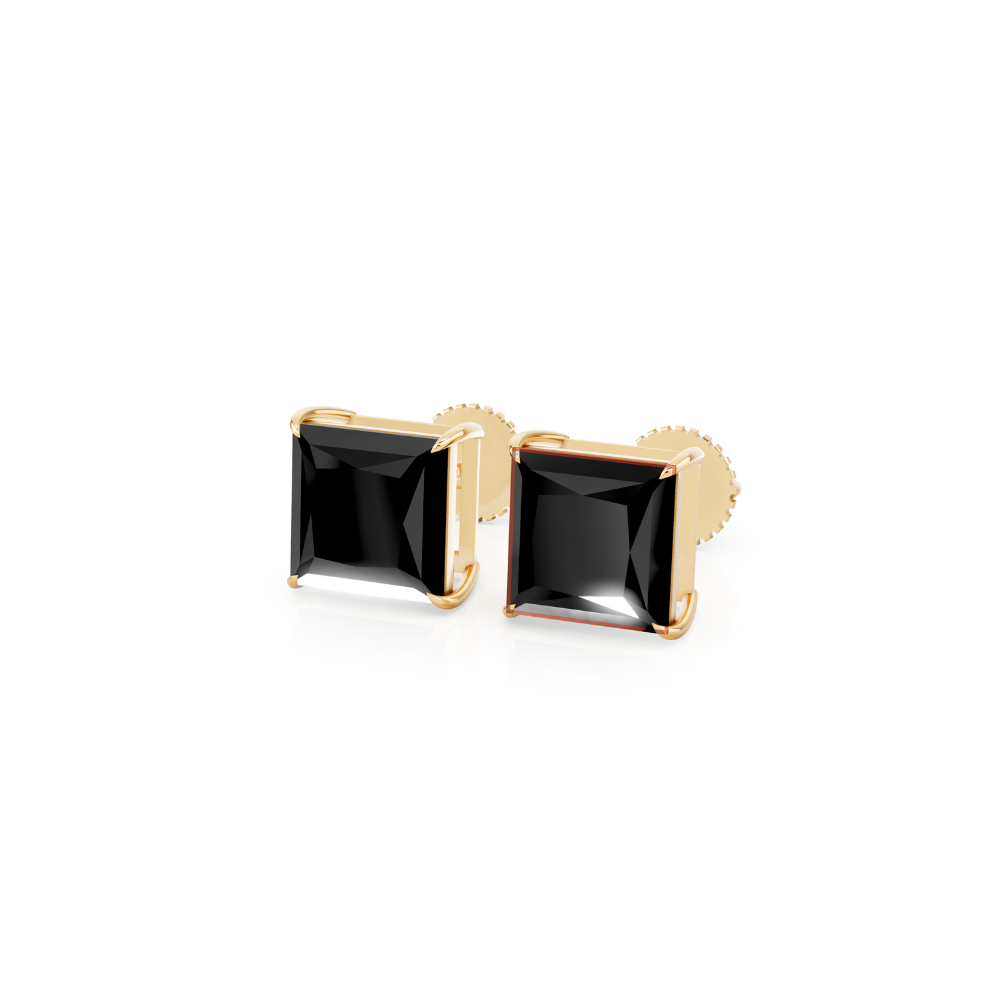 Princess Cut Color Diamond Stud Earrings 1 Ct engagement ring in 10K Solid Gold — custom handcrafted by Forever For Love