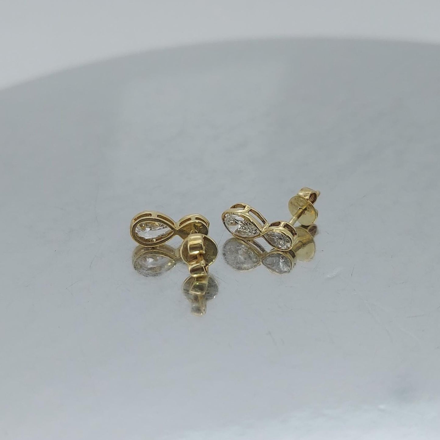 14k Gold Pear cut Diamond Earrings , Lab Diamond Studs, Lab Grown Diamond, Solid Gold Studs, Perfect Gift Moissanite engagement ring in Gold or Platinum — custom handcrafted by Forever For Love