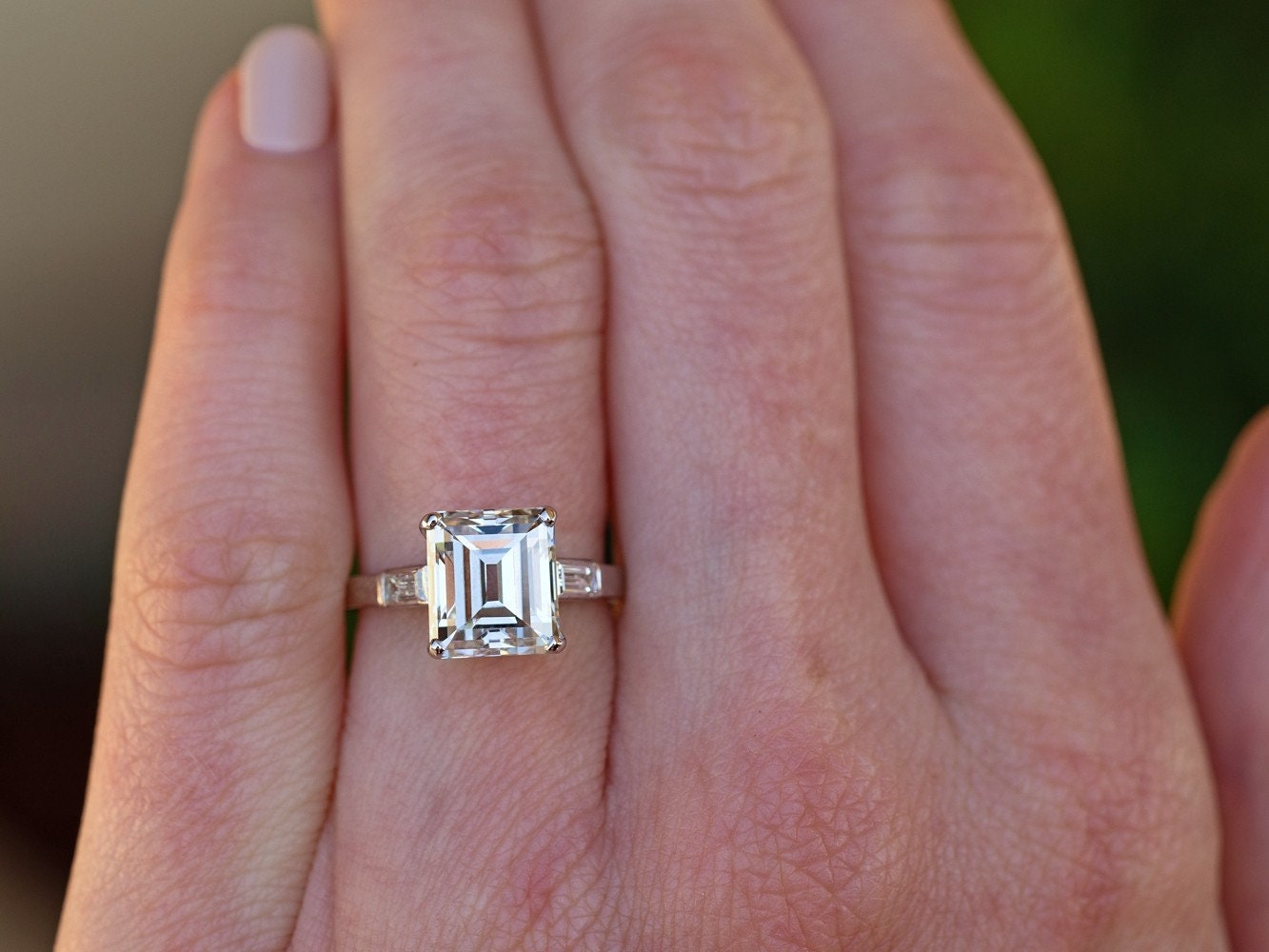 2 Ct Emerald Moissanite, Emerald Solitaire Engagement Ring