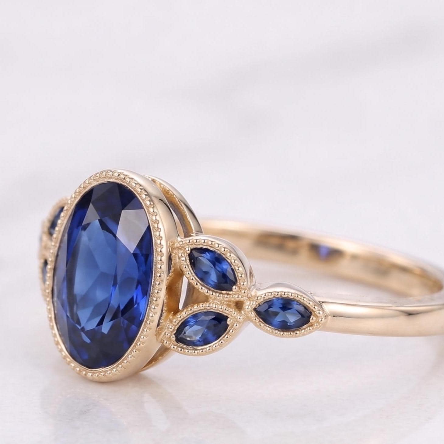 Oval Blue Sapphire Engagement Ring