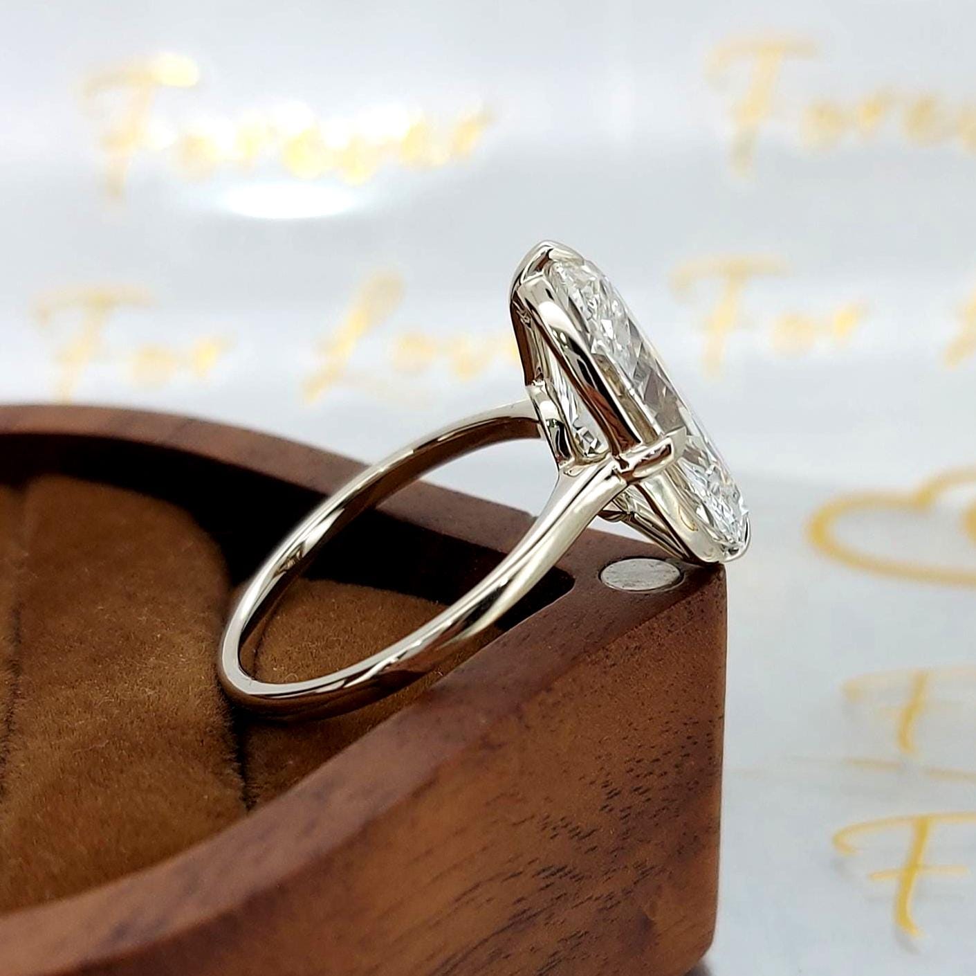 4 Ct Oval Lab Diamond Engagement Ring Oval cut 1Ct Moissanite Brilliant Cut engagement ring in 935 Argentium Silver — custom handcrafted by Forever For Love
