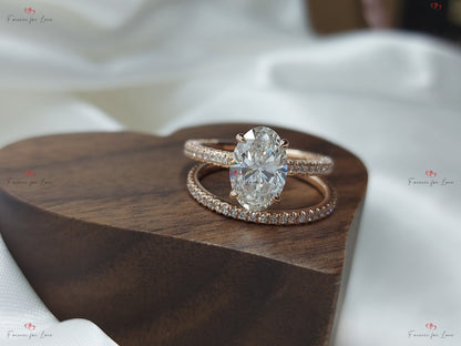 Oval Lab Diamond Hidden Halo Engagement Ring