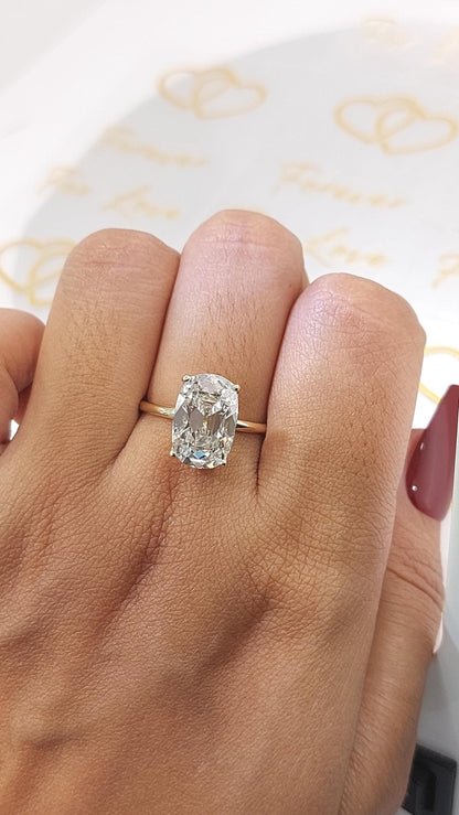 4 Ct IGI Certified Old Mine Lab Diamond Solitaire Engagement Ring
