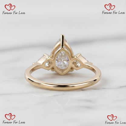 3.2 Ct IGI Certified Pear Lab Diamond Engagement Ring