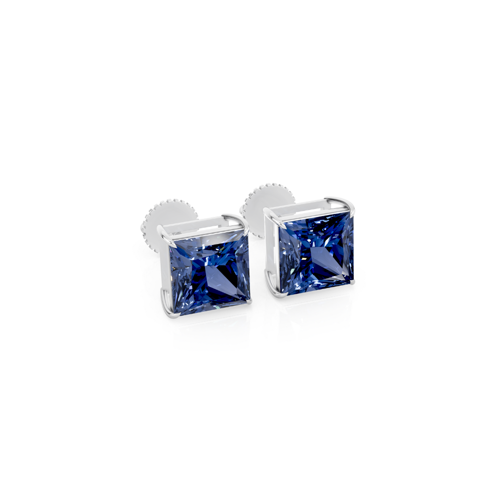 Princess Cut Color Diamond Stud Earrings 1 Ct engagement ring in 10K Solid Gold — custom handcrafted by Forever For Love