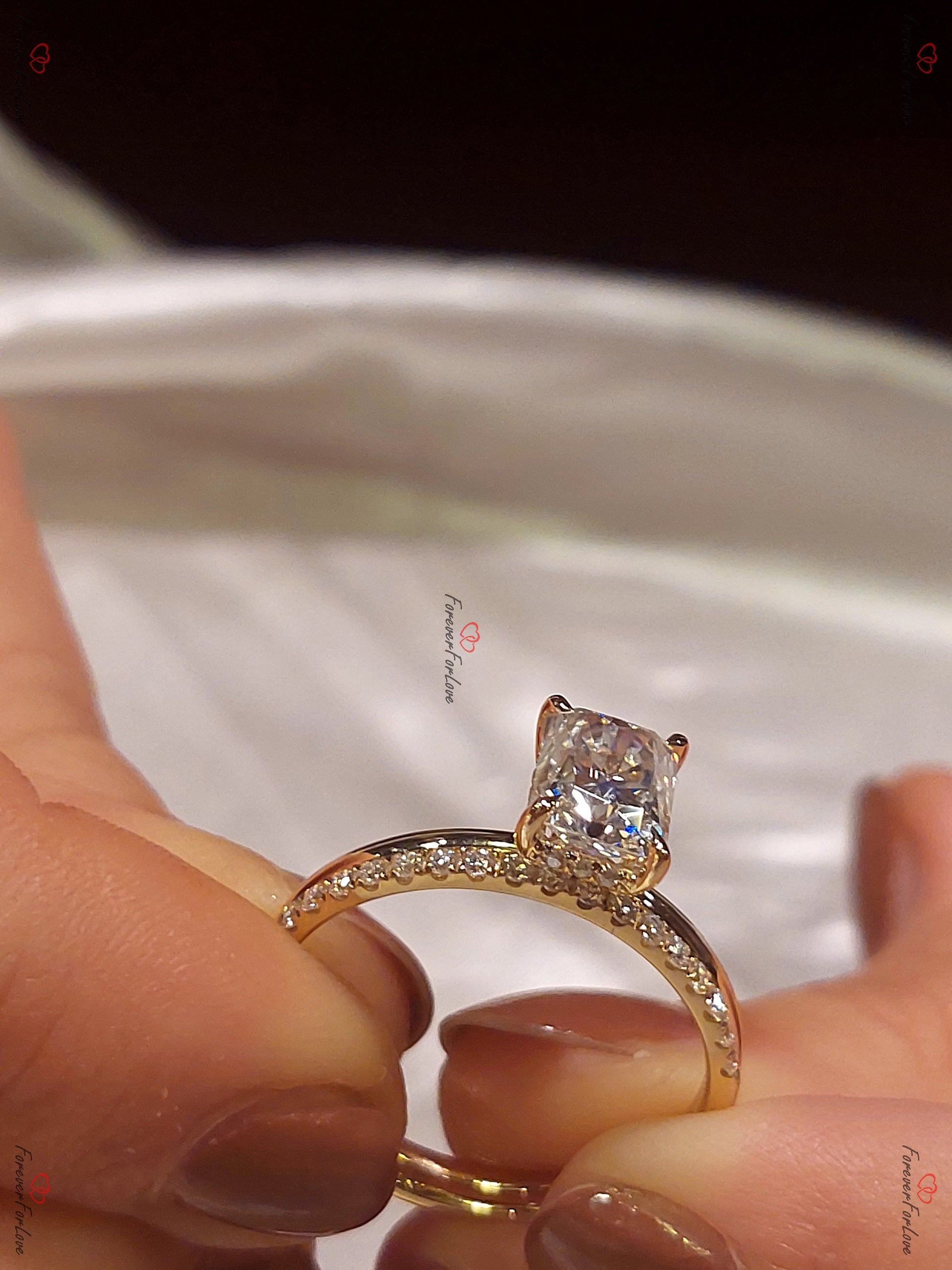 2 Ct Radiant Diamond, Moissanite Eternity Band