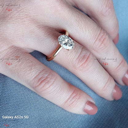 1.5 Ct IGI Certified Oval Lab Diamond Hidden Halo Engagement Ring
