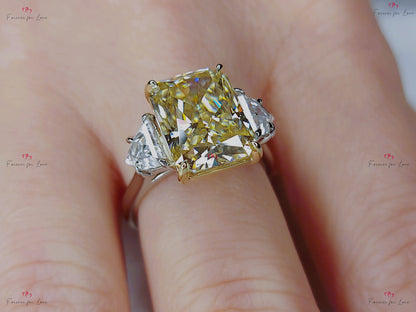 6 Ct Radiant Yellow Diamond, Moissanite Engagement Ring