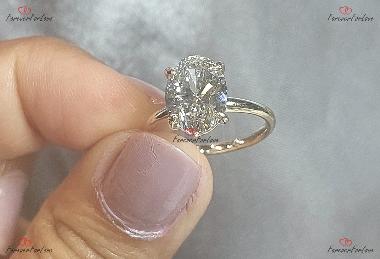 2.59 Ct Oval Lab Diamond Solitaire Engagement Ring Oval cut 1Ct Moissanite Brilliant Cut engagement ring in 935 Argentium Silver — custom handcrafted by Forever For Love